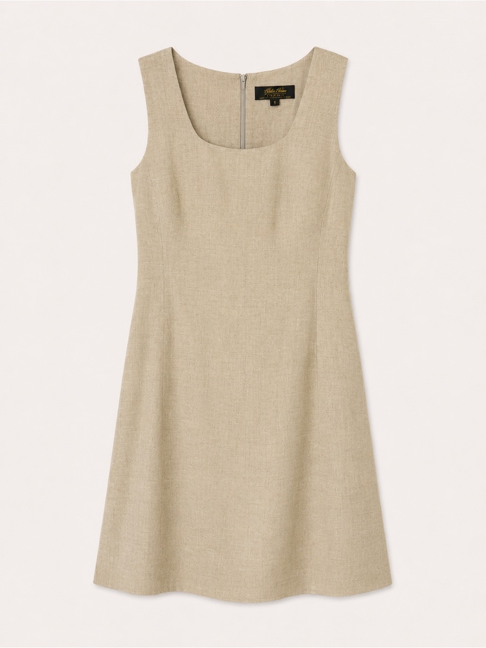 Brooks Brothers Sleeveless Linen-Blend A-Line Dress in Sand